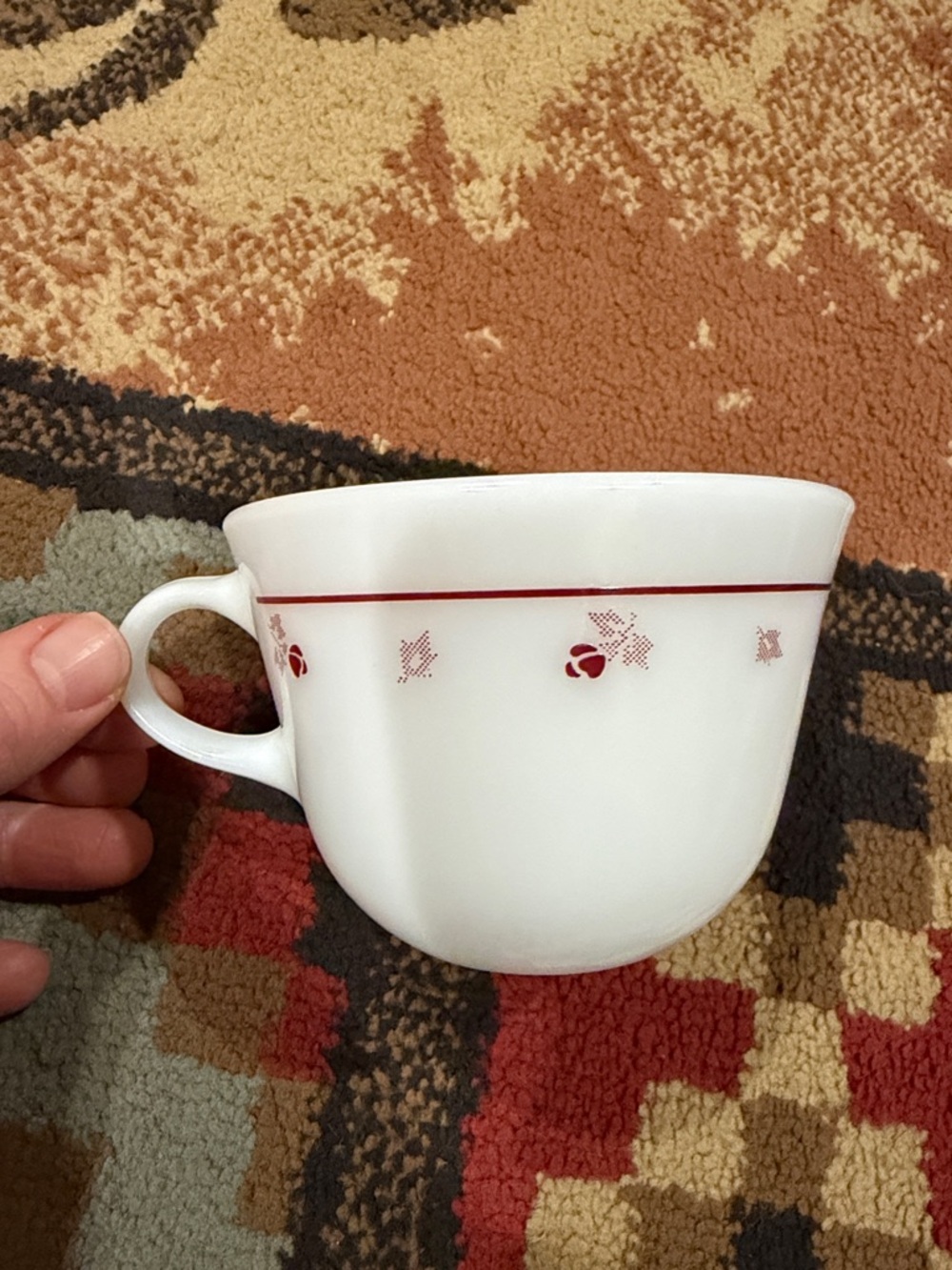 Pyrex burgundy rose teacup